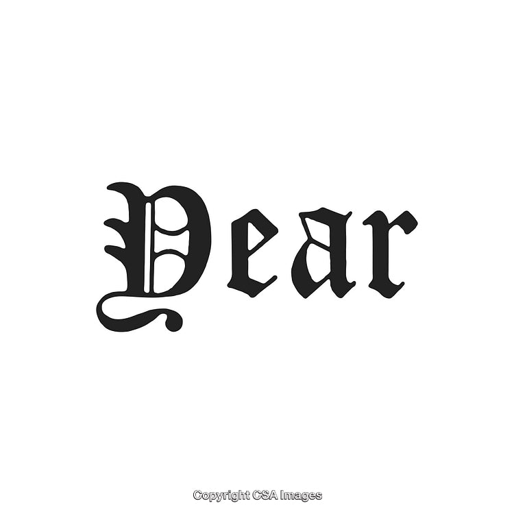 Vintage Gothic Calligraphy Text Depicting the Word 'Dear' on White Background