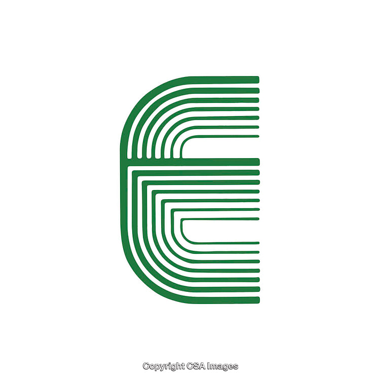 Abstract Green Line Art Design Forming the Letter E