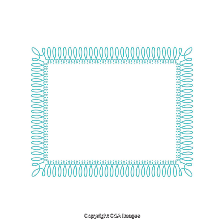 Turquoise Line-Patterned Decorative Frame With Looped Abstract Design
