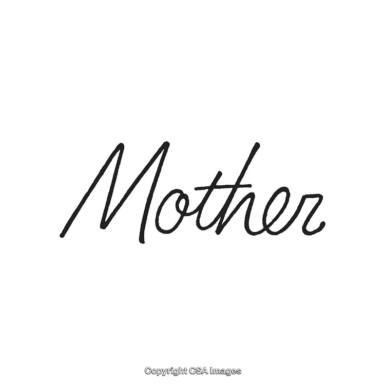 Elegant Handwritten Mother Text on White Background with Simple Minimal Design