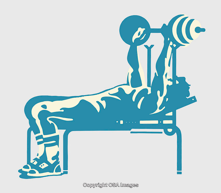 Silhouette of Person Performing Bench Press Weightlifting in Abstract Style