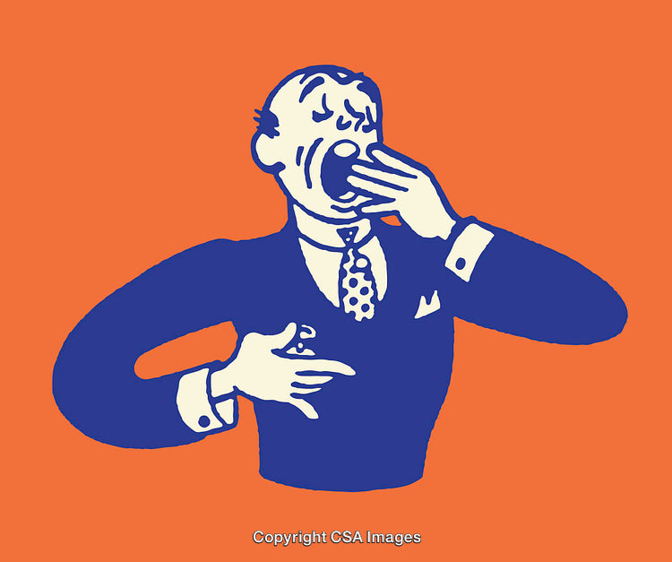 Colorful Illustration of a Yawning Businessman in Bold Style