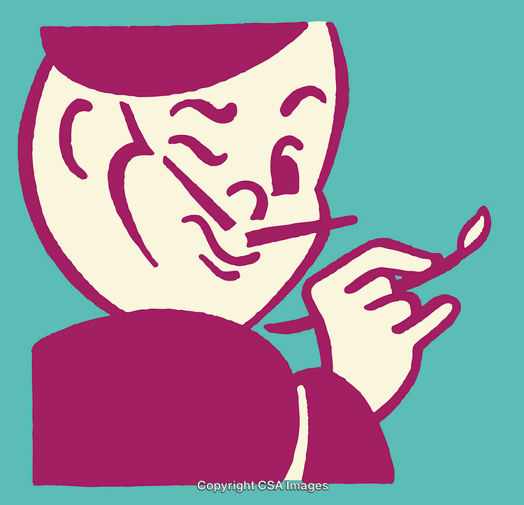 Colorful Illustration of a Faced Figure Holding a Paintbrush With Abstract Style