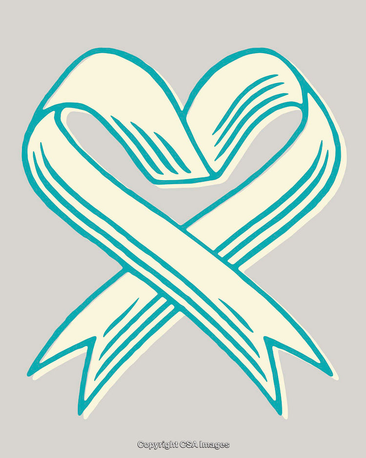 Teal Ribbon Forming a Heart Shape on a Neutral Background