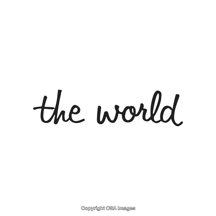 Stylish Handwritten The World Typography on Clean White Background