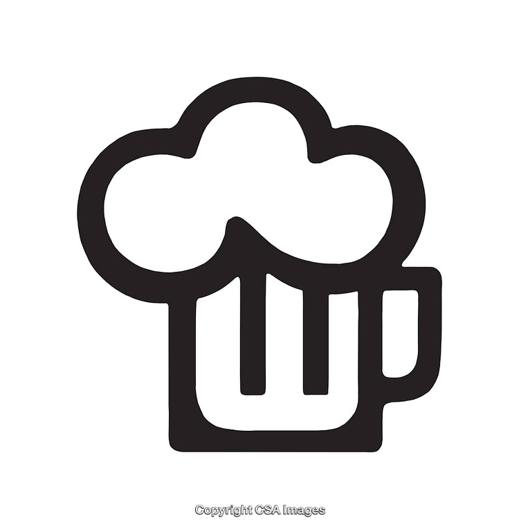 Black and White Icon Depicting a Beer Mug with Foam