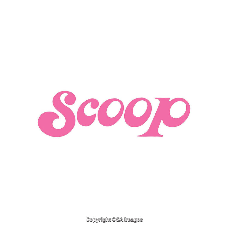 Stylized Pink Text Illustration of the Word 'Scoop' on White Background