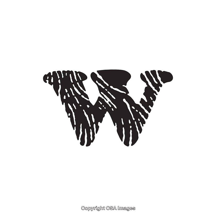 Letter W with Textured Design on White Background
