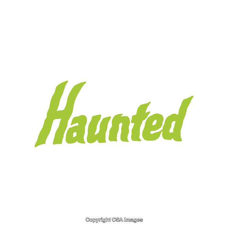 Bright Green "Haunted" Text Isolated on Clean White Background