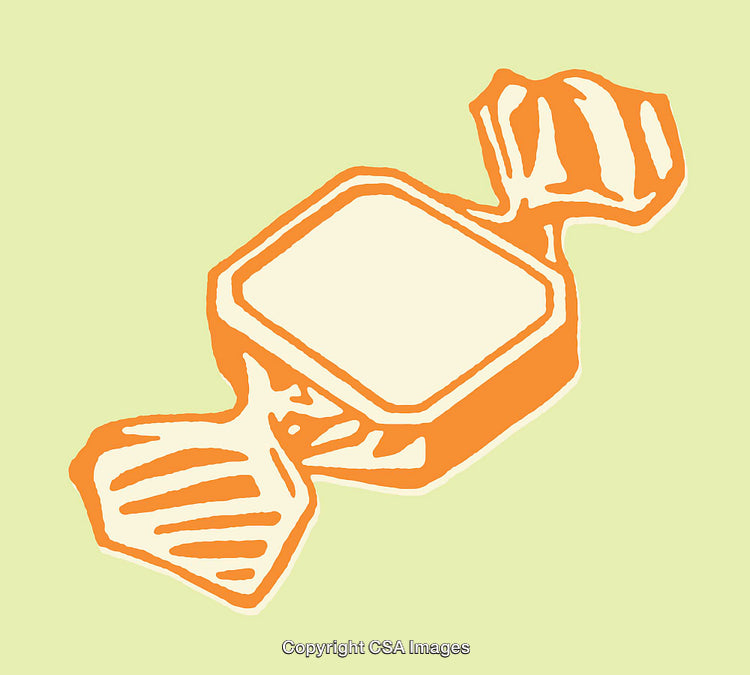Abstract Line Art Illustration of Wrapped Candy on Bright Background