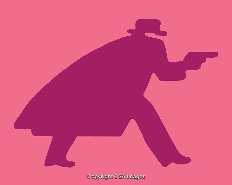 Bold Silhouette of Mysterious Figure in Cloak with Vibrant Colors