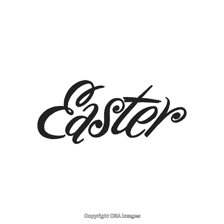 Elegant Black and White Easter Themed Calligraphy Design on White Background