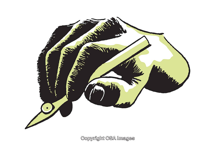 Illustrated Hand Holding a Precision Drawing Compass in Artistic Style