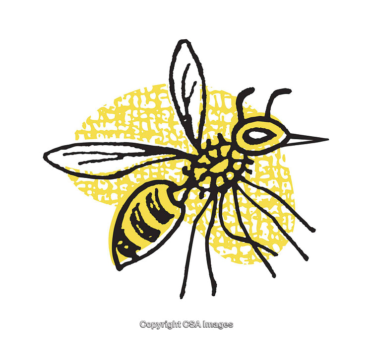 Illustration of a Bee with Bold Yellow Accents and Artistic Style