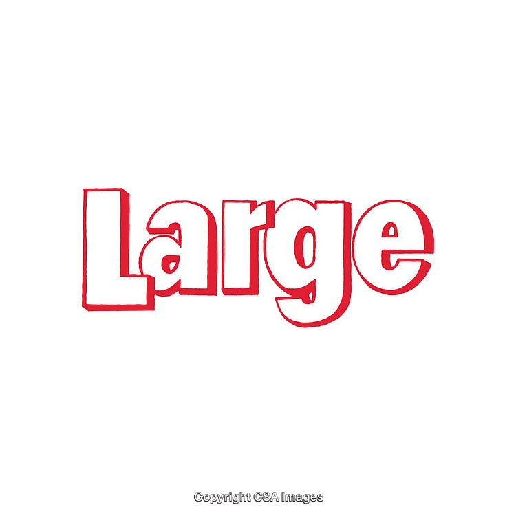 Bold Red Outlined Typography Displaying the Word 'Large' on White Background