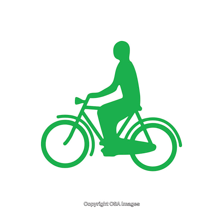 Green Silhouette Icon of a Person Riding a Bicycle