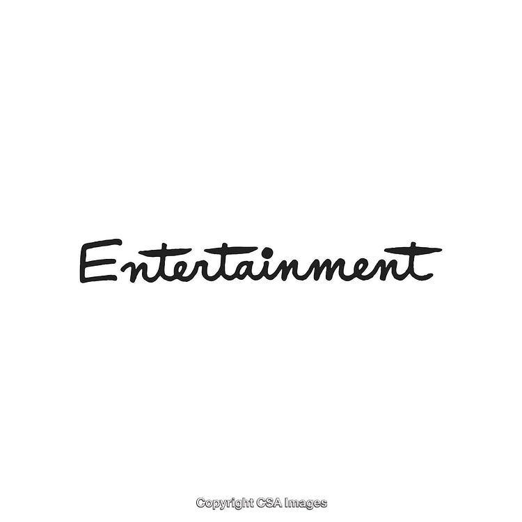 Black Cursive Entertainment Text on White Background Representing Fun and Leisure Concepts