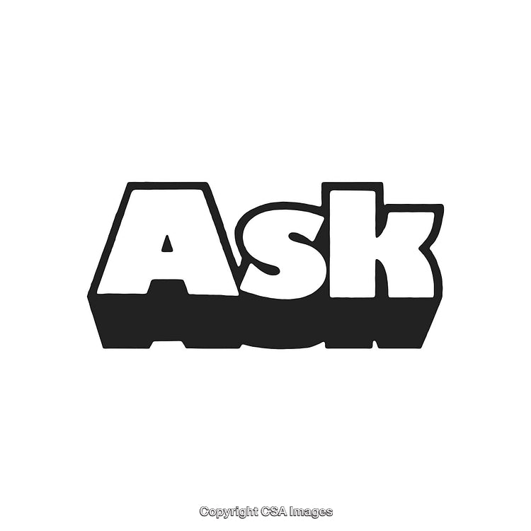 Bold Black and White ASK Text Graphic Design Artwork