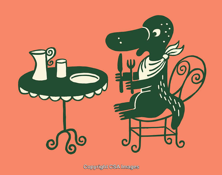 Whimsical Illustration of Animal Dining at a Stylish Table