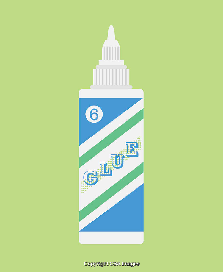 Colorful Glue Bottle Line Art Illustration on Green Background