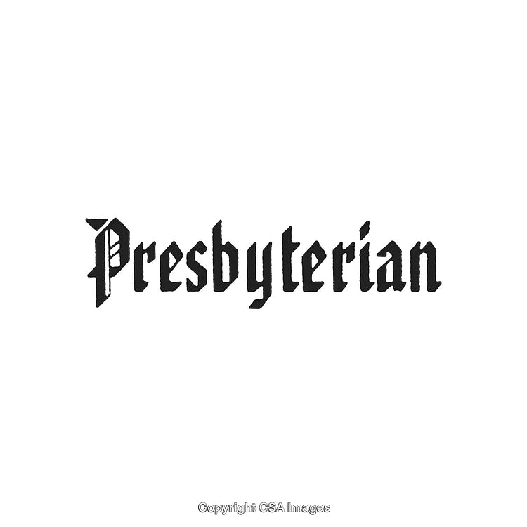Gothic Style Presbyterian Text Logo on a Plain White Background