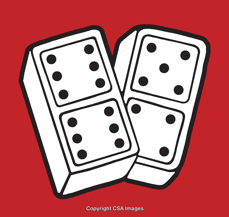 Illustrated Domino Tiles on Bold Red Background Design