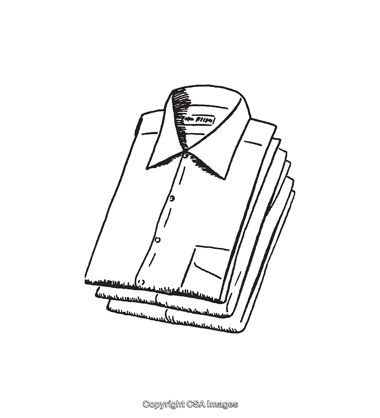 Hand Drawn Illustration of Folded Dress Shirt in Line Art Style