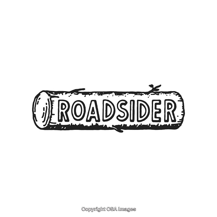 Rustic Log Design Featuring the Word Roadsider in Vintage Black and White