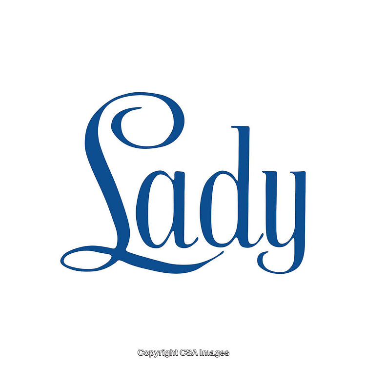 Elegant Blue Typography of the Word Lady on White Background