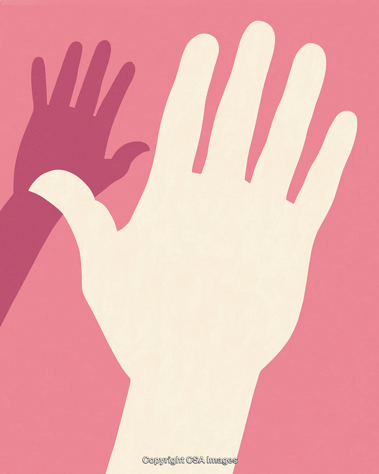 Abstract Illustration of Two Hands on a Pink Background in Modern Style