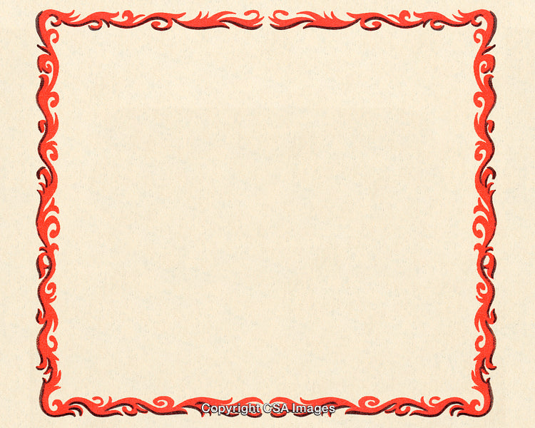 Elegant Red Ornamental Frame on a Textured Beige Background