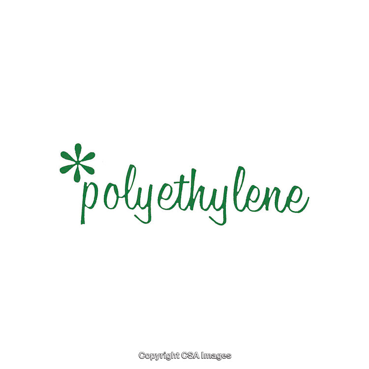 Green Handwritten Polyethylene Text Against a White Background