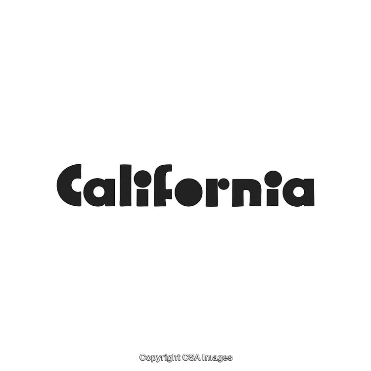 Stylized 'California' Text in Bold Black Typeface on White Background