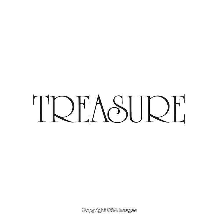 Decorative Typography Featuring the Word 'Treasure' in Stylish Serif Font