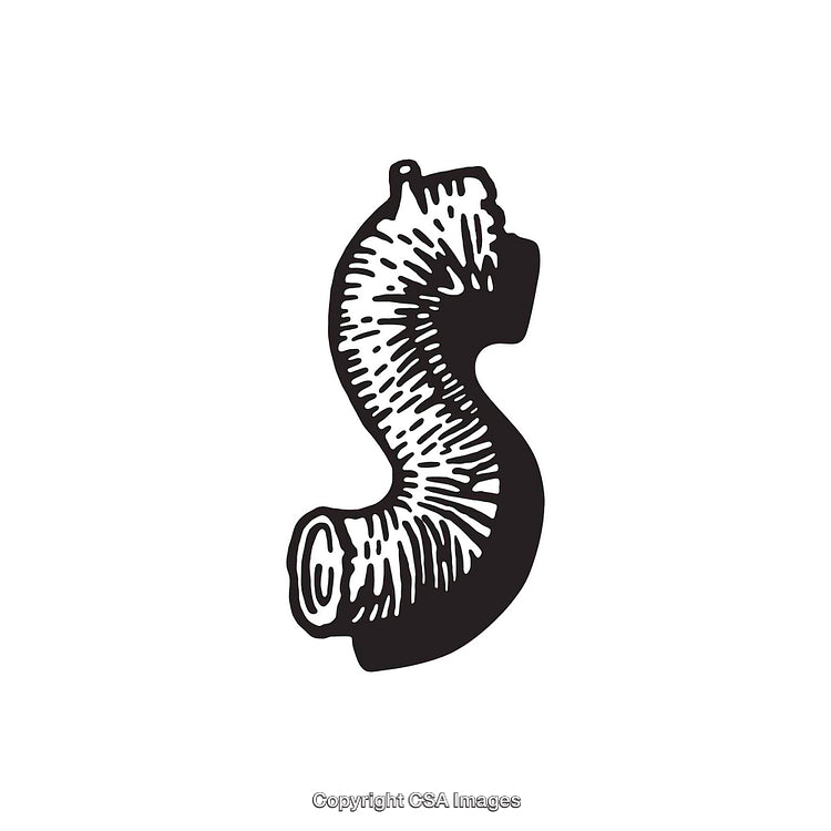 Artistic Black and White Illustration of the Letter S
