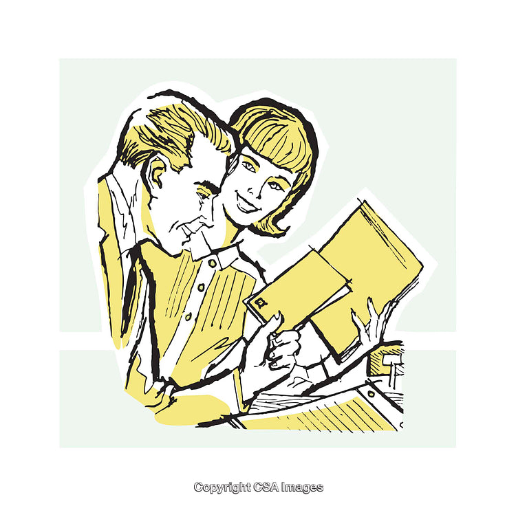Team Collaboration Illustrated in Retro Style with Bright Yellow Highlights