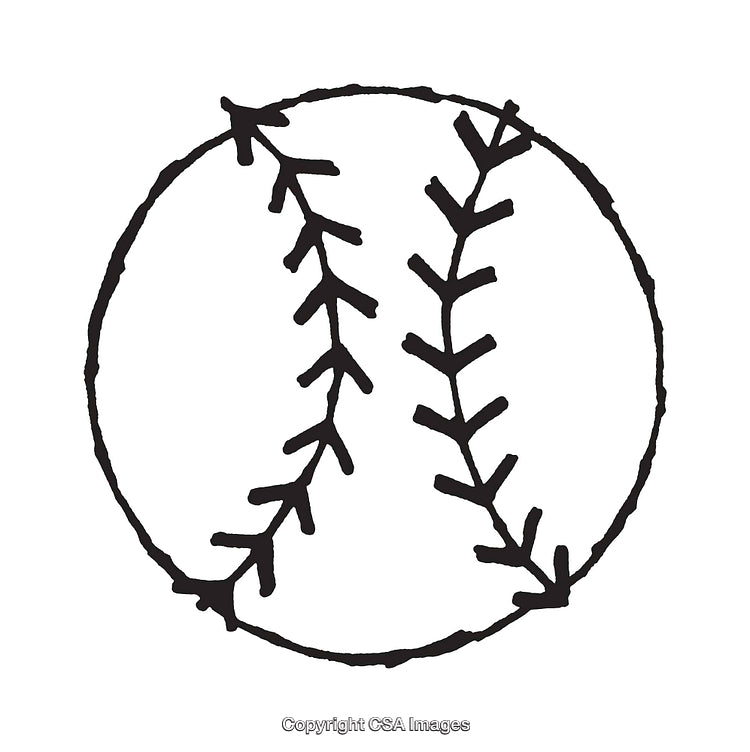 Black and White Line Art of a Baseball Illustrative Icon