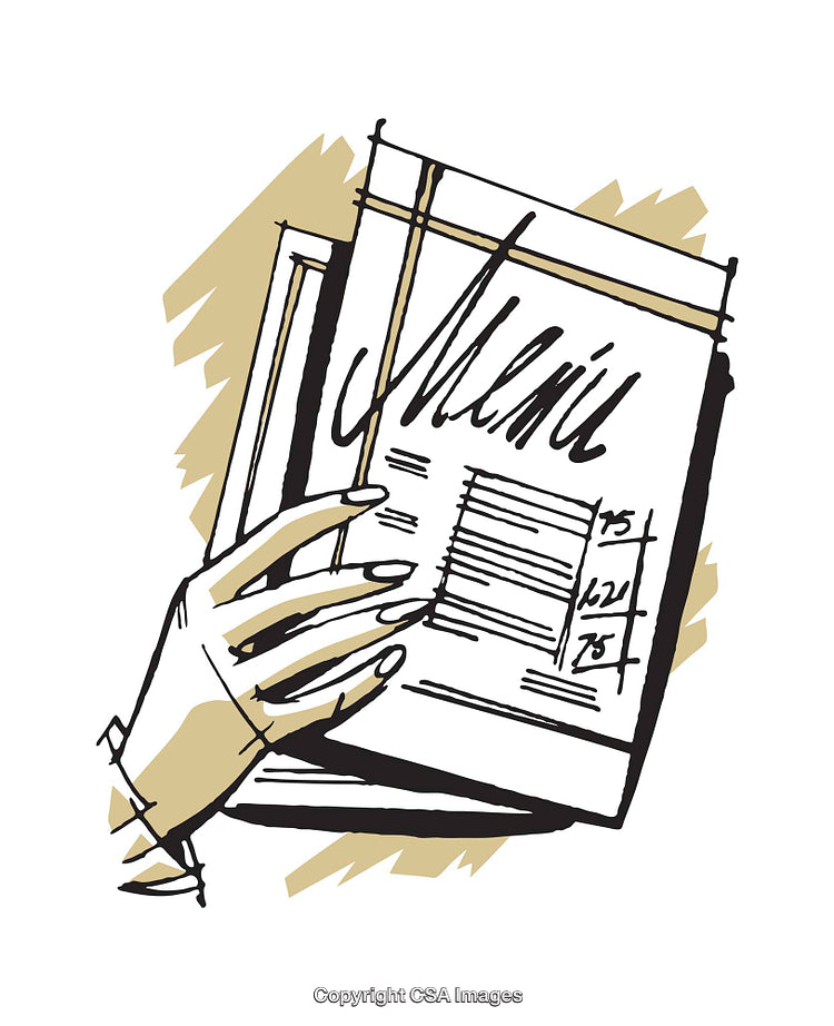 Hand Holding a Menu in a Snappy Color Illustration
