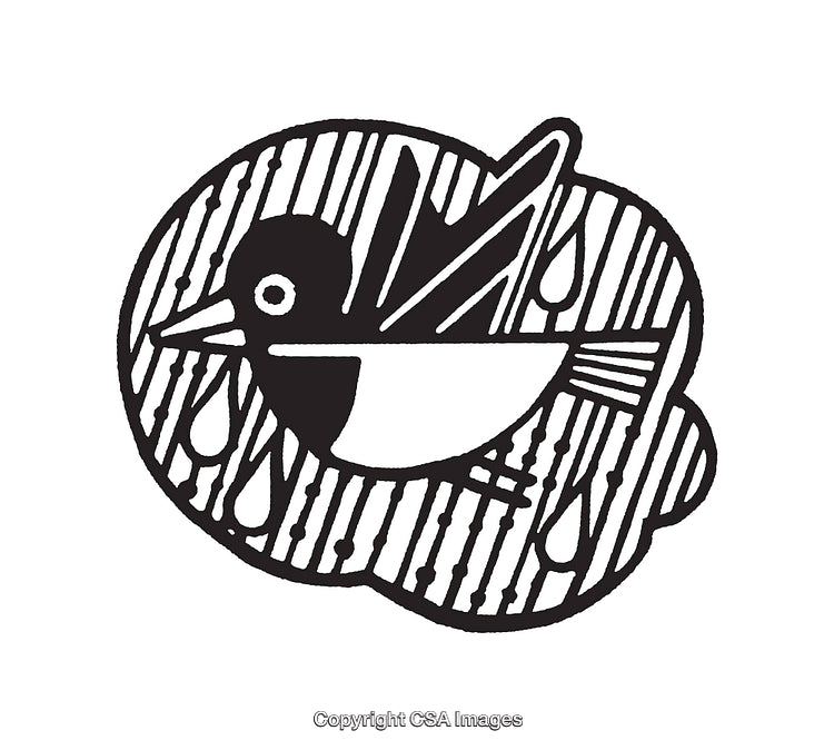 Black and White Line Art of a Bird Illustration