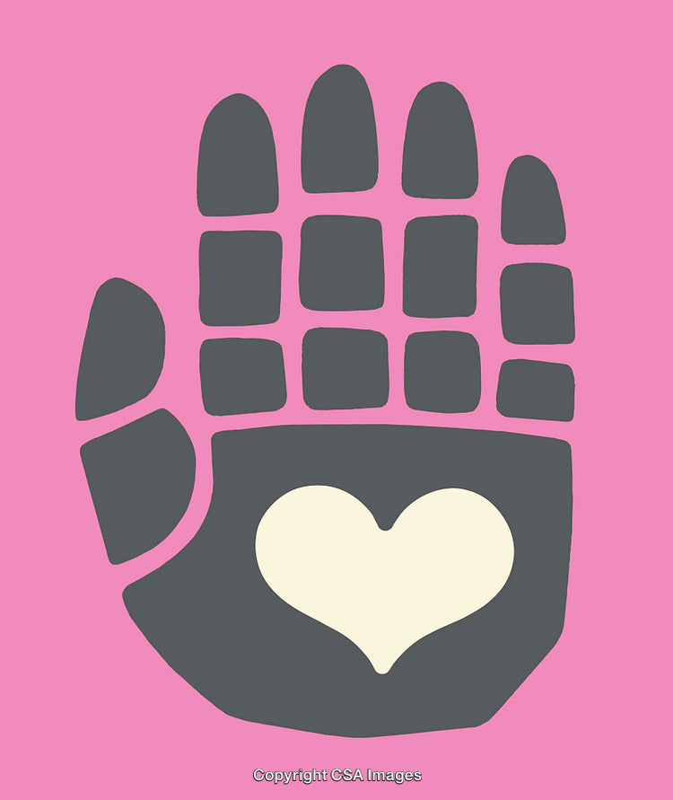Gray Animal Paw with Heart Shape on Pink Background