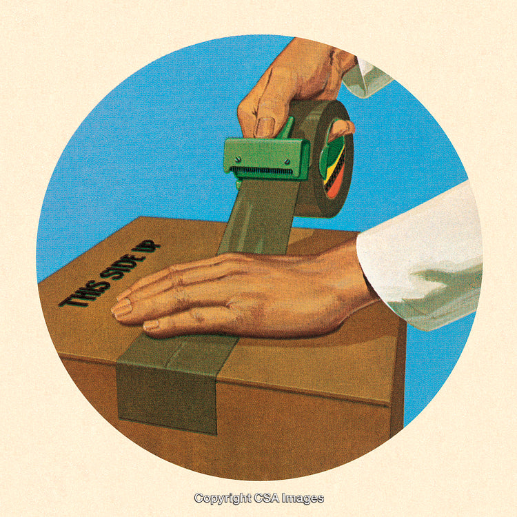 Sealing a Cardboard Box with Packaging Tape for Shipping or Storage