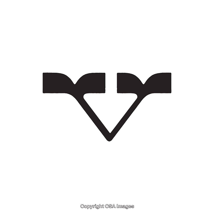Abstract Black Symbol Formed With V Shapes on White Background