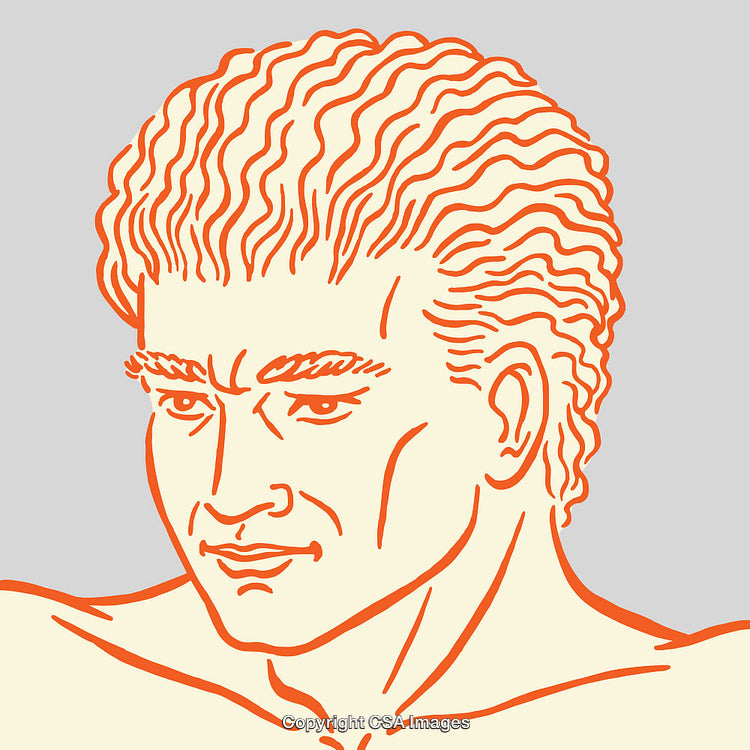 Colorful Line Art Illustration of a Confident Man With Wavy Hair