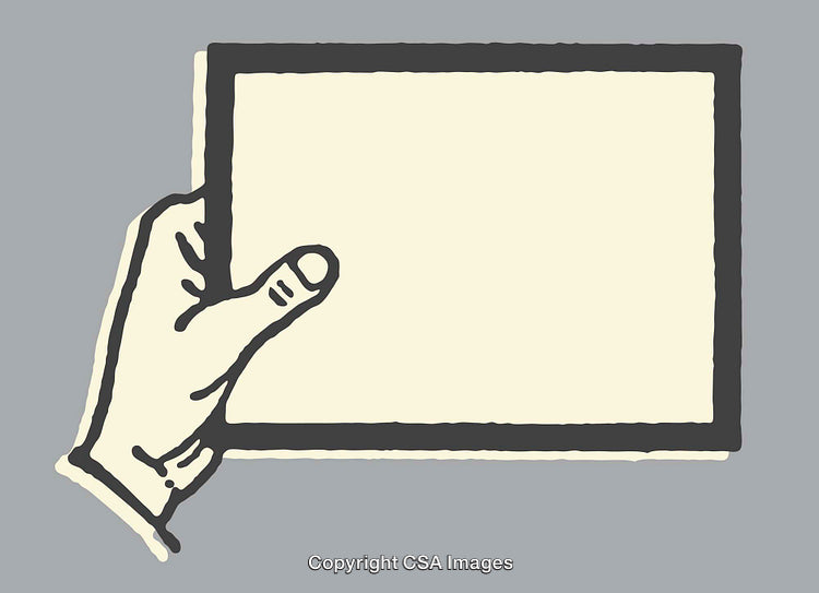 Simplified Illustration of a Hand Holding a Blank Rectangle