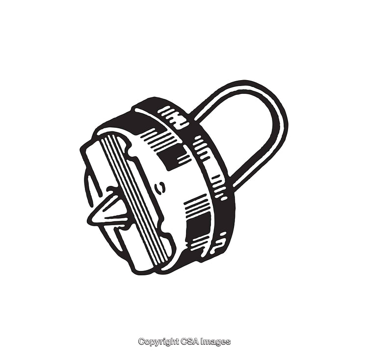 Black and White Illustration of a Retro Mechanical Device