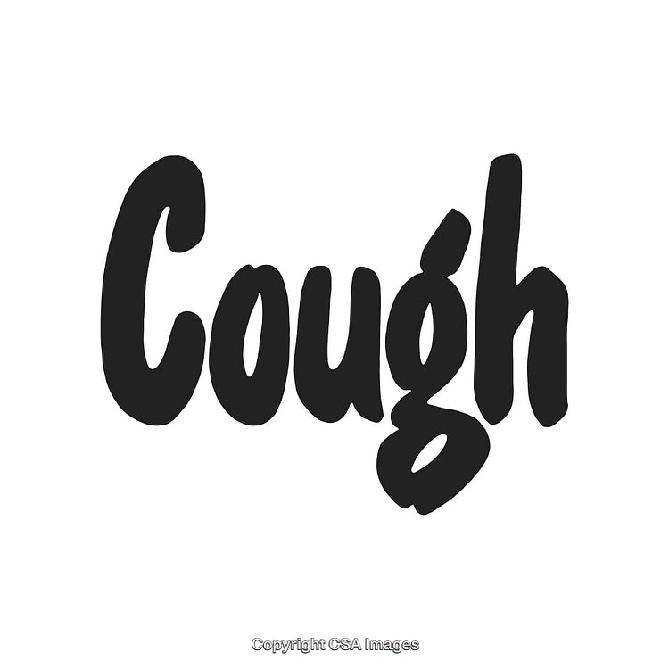 Cough Text in Bold Handwritten Style Isolated on White Background