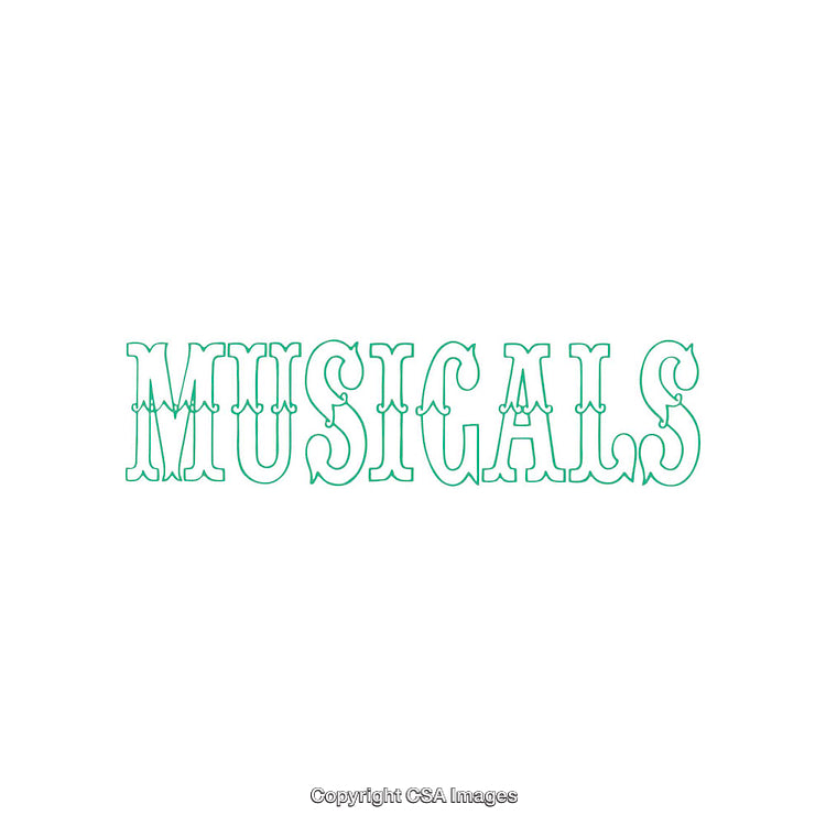 Stylized Typography Design Showcasing the Word 'Musicals' in Vibrant Green