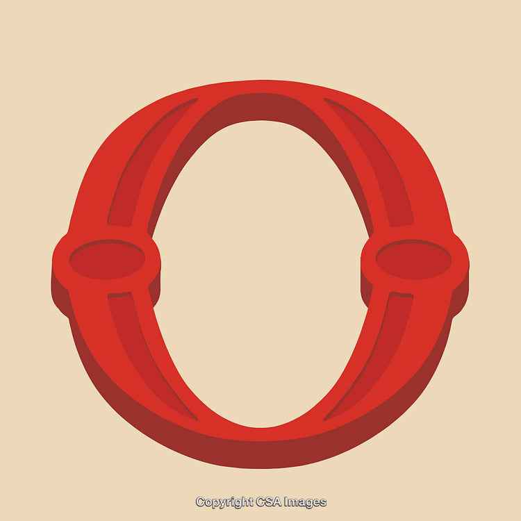 Red Bold Letter O Illustration on a Beige Background