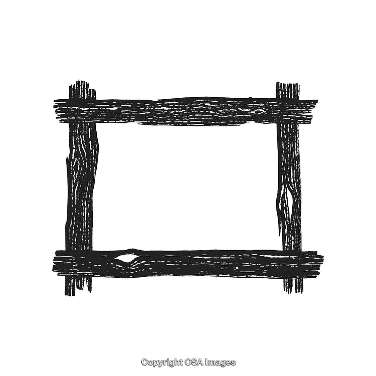 Hand-Drawn Rustic Wooden Frame Border with Grunge Texture