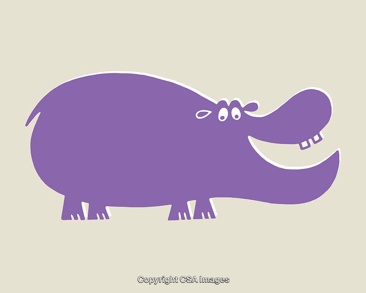 Purple Hippopotamus Cartoon Illustration with Pastel Background